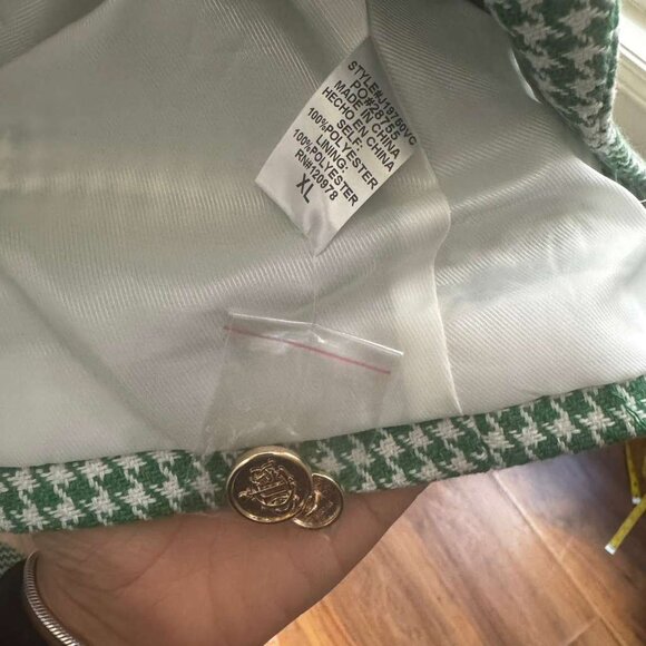 NWOT ENTRO Green Houndstooth Blazer Womens XL - Picture 7 of 9